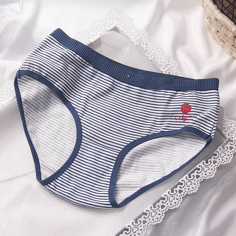 Japanese Style Purplish Blue Strawberry Underwear 5 Pack Women - Mubimart