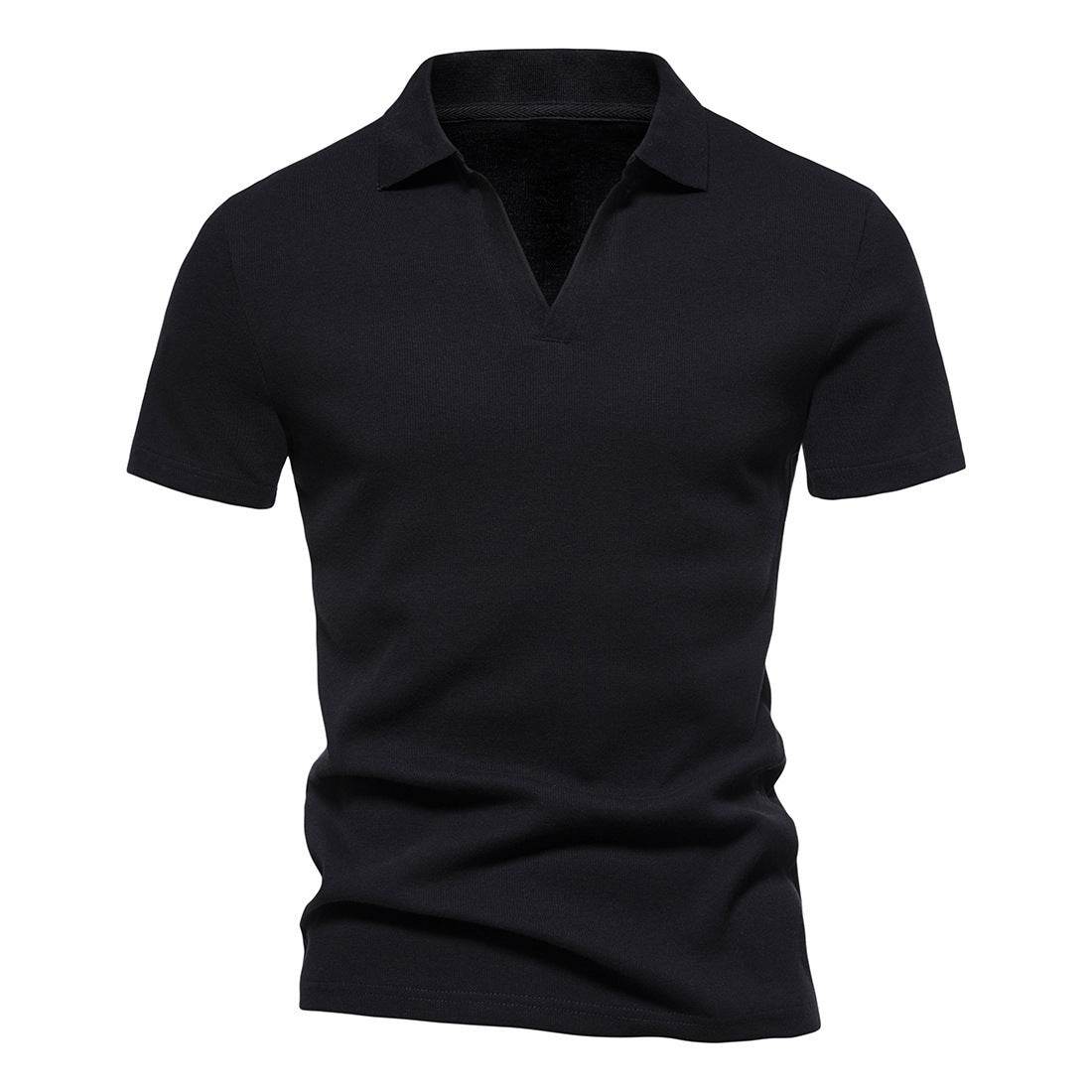 Henley Shirt Men's Short-sleeved T-shirt Henry Collar American Retro Men's Workout Top - Mubimart