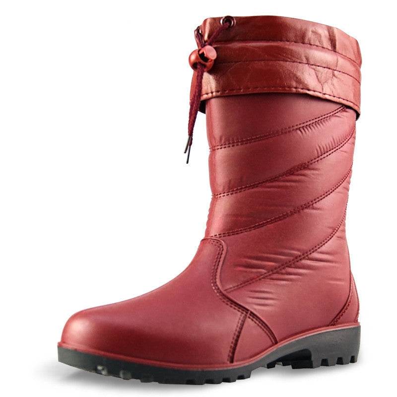 Boots Waterproof Shoes Rubber Shoes Women Warm Rain Boots - Mubimart