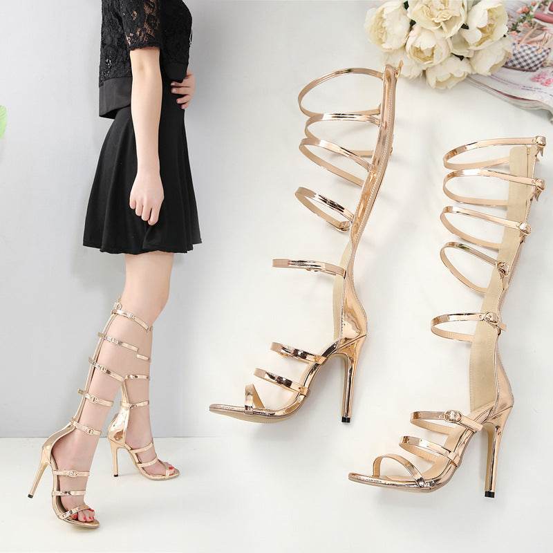High Heel Stiletto Sandals High Heel Stiletto Heel Sandal Boots Hollow-out Roman Style Women - Mubimart