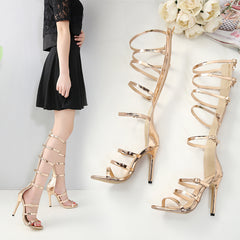 Hoge hak stiletto sandalen Hoge hak stiletto hak sandaal laarzen holle Romeinse stijl vrouwen