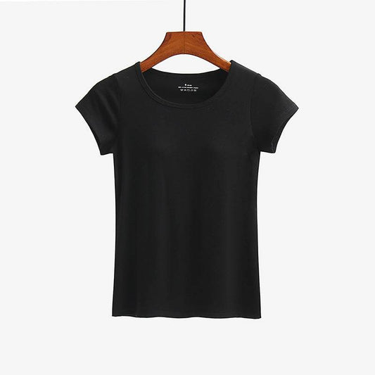 Short-sleeved T-shirt With Chest Pad Bra Home Wear - Mubimart