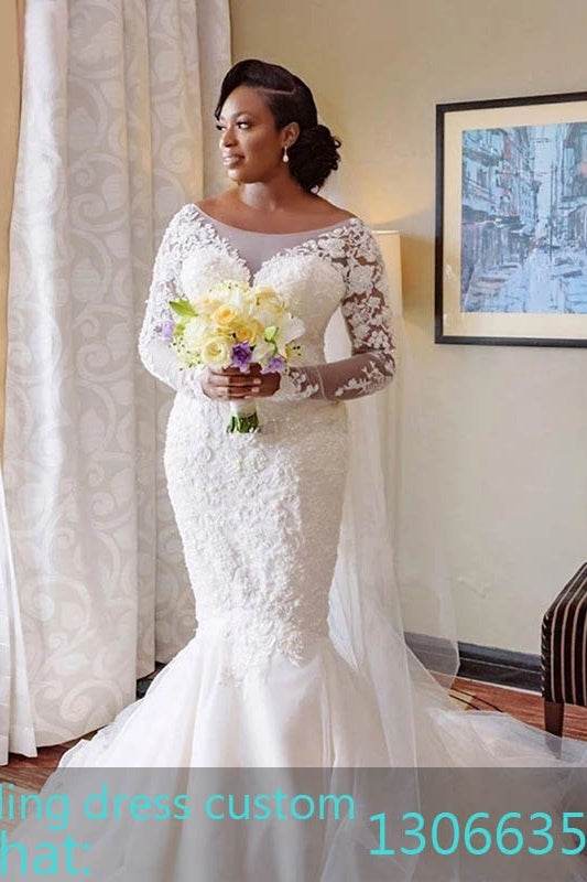 Vintage Scoop Neck Mermaid Wedding Dresses - Mubimart