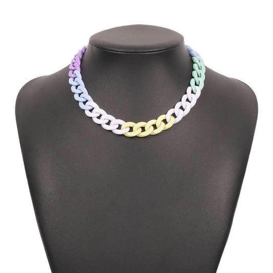 Alloy Acrylic Creative Thick Chain Necklace Women - Mubimart