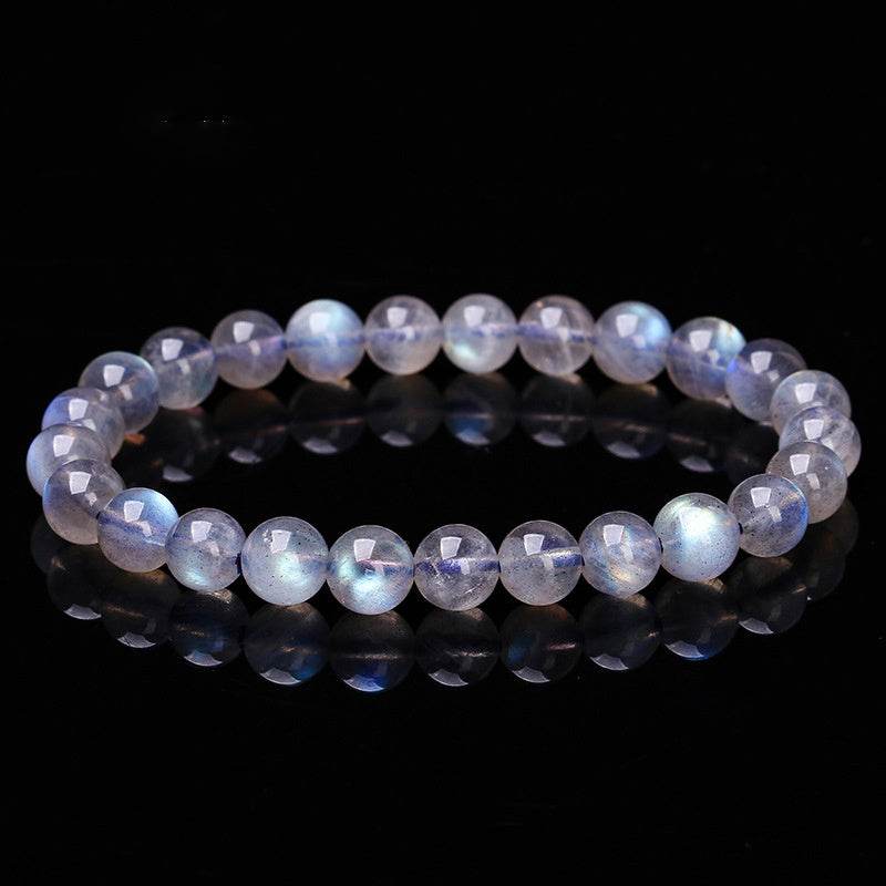 5A Genuine Natural Gray Moonstone Bead Charm Bracelets Women Men Fashon Blue Light Labradorite Strand Energy Bracelet - Mubimart