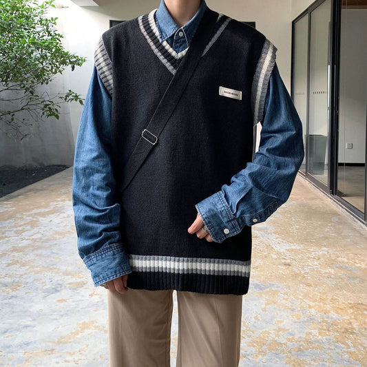 V Neck Vest Men's Autumn Sweater - Mubimart