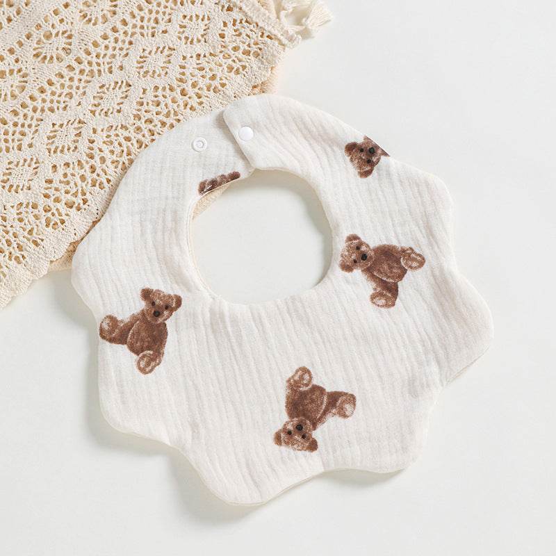 6 Layers Cotton Cloth Petal Bib Children's Saliva Towel Can Rotate 360 Degrees - Mubimart