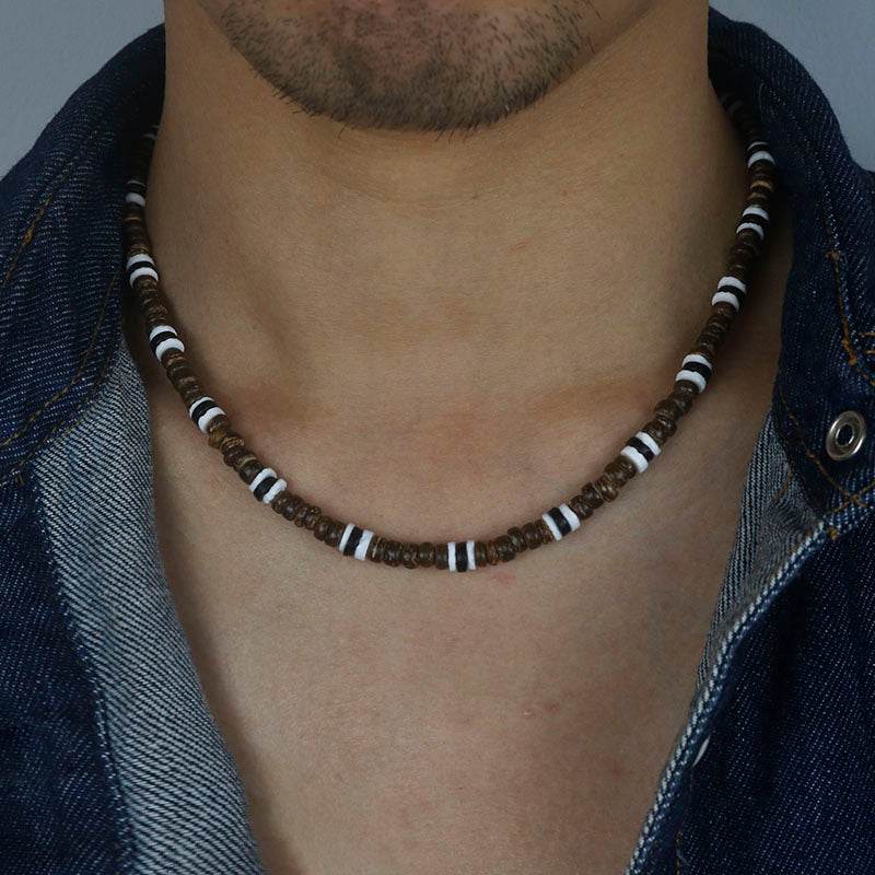 Men Tribe Ethnic Coconut Shell Necklace Men - Mubimart