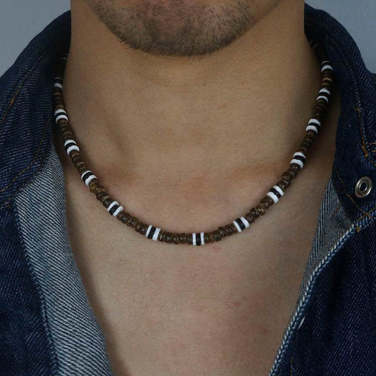 Men Tribe Ethnic Coconut Shell Necklace Men - Mubimart