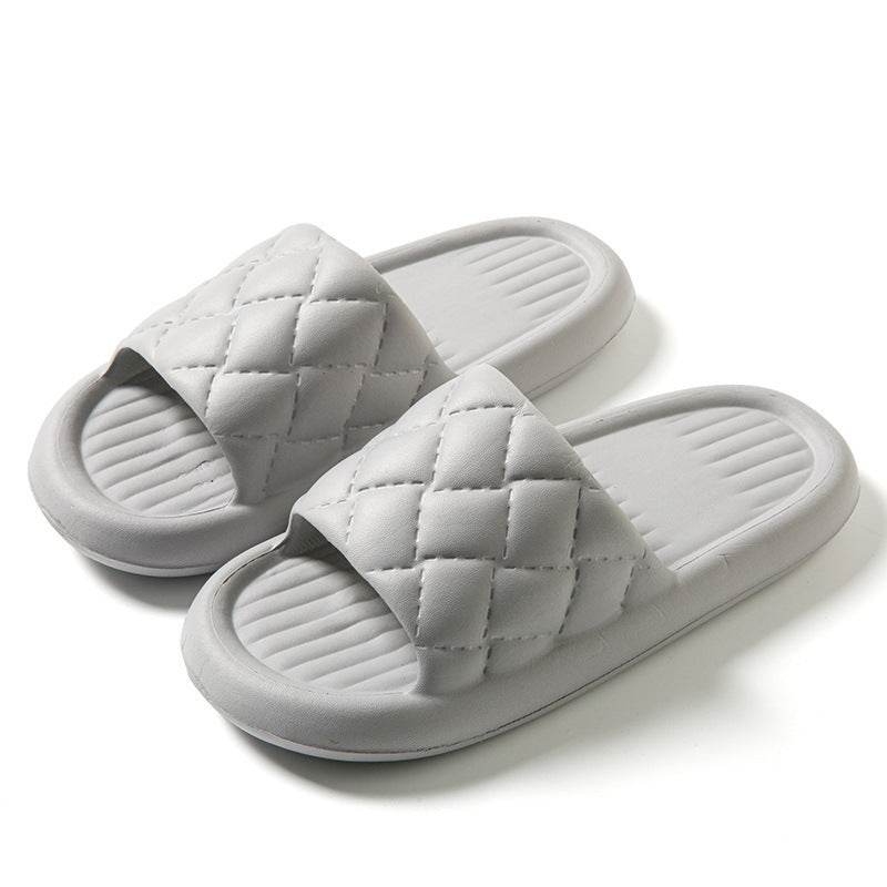 New Rhombus Home Slippers Summer Non-slip Floor Bathroom Slipper Lightweight Simple House Shoes For Women Men - Mubimart