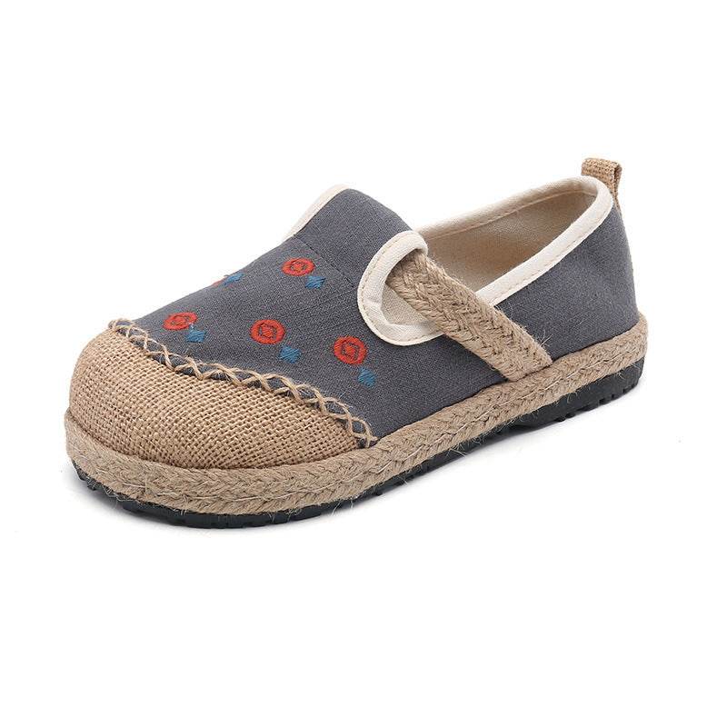 New Comfort Round Head Cotton And Linen Shoes Breathable Embroidered - Mubimart