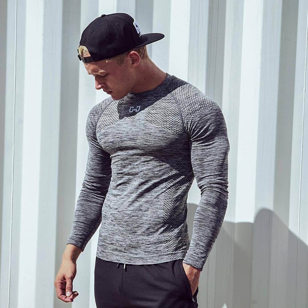 Workout Exercise T-shirt High Elastic Tights Long Sleeve Bottoming Shirt - Mubimart