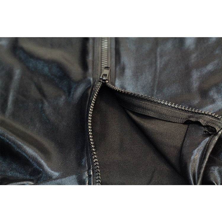 Cross-border Products European And American Mesh Stitching Patent Leather One-piece Sexy Lingerie Distinguish Size - Mubimart