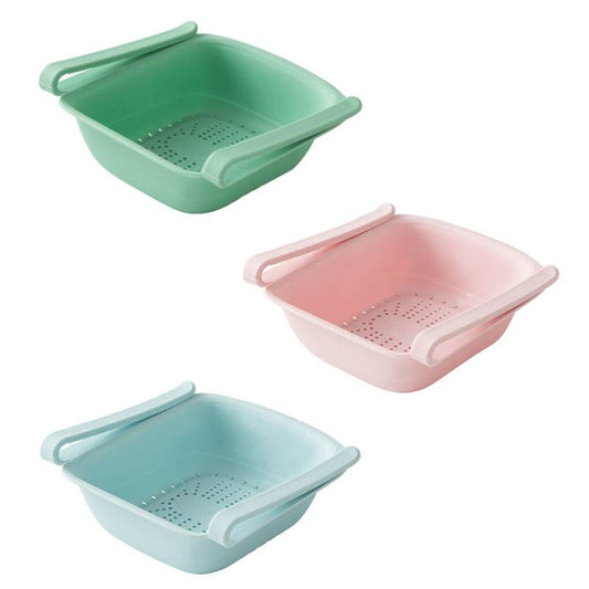 A3016 Kitchen Plastic Drainage Basket Fruit Basket Multifunctional Vegetable Washing Basket Drainer Refrigerator Storage Basket - Mubimart