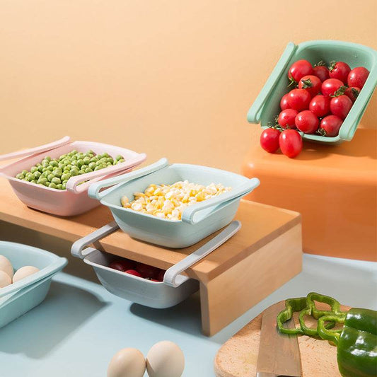 A3016 Kitchen Plastic Drainage Basket Fruit Basket Multifunctional Vegetable Washing Basket Drainer Refrigerator Storage Basket - Mubimart