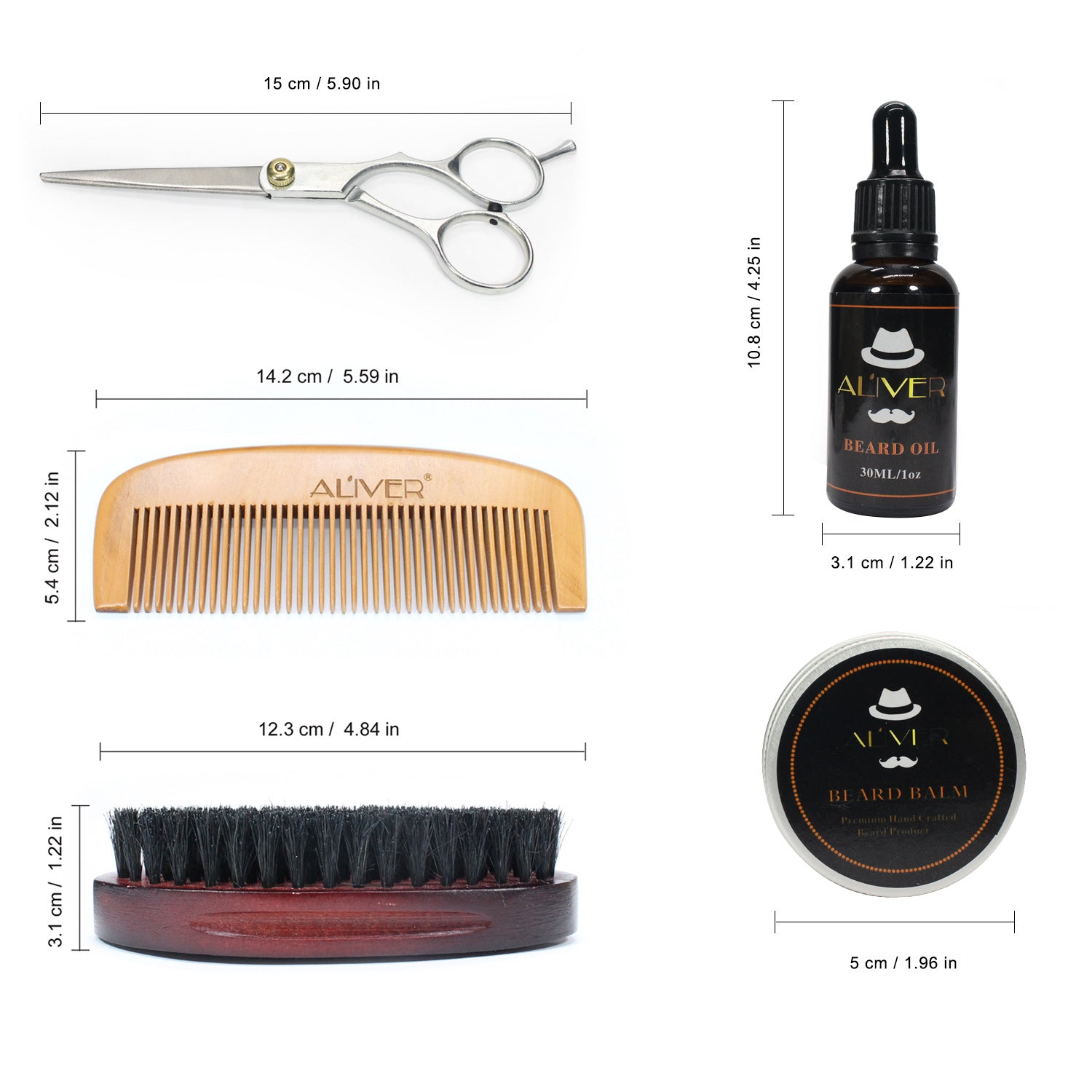 ALIVER men's beard portable styling comb beard comb brush cream oil beard water suit - Mubimart -  