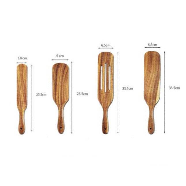 Acacia Long-Handled Spatula Spatula Mixing Cooking Spatula Cross-Border Teak Kitchenware Set - Mubimart