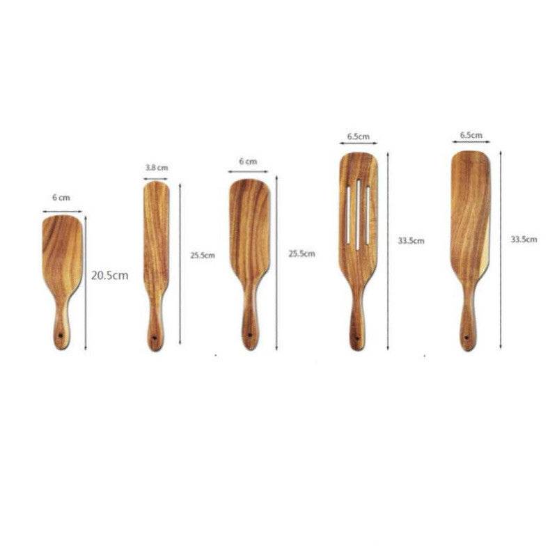 Acacia Long-Handled Spatula Spatula Mixing Cooking Spatula Cross-Border Teak Kitchenware Set - Mubimart