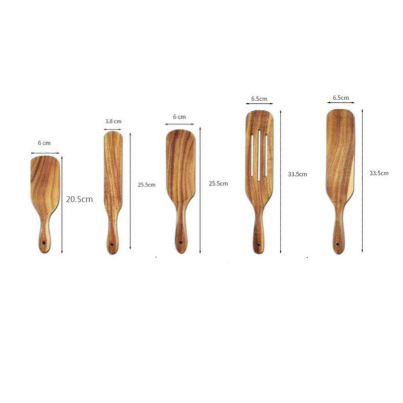 Acacia Long-Handled Spatula Spatula Mixing Cooking Spatula Cross-Border Teak Kitchenware Set - Mubimart -  