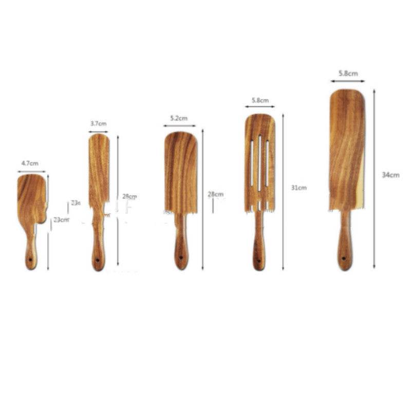 Acacia Long-Handled Spatula Spatula Mixing Cooking Spatula Cross-Border Teak Kitchenware Set - Mubimart