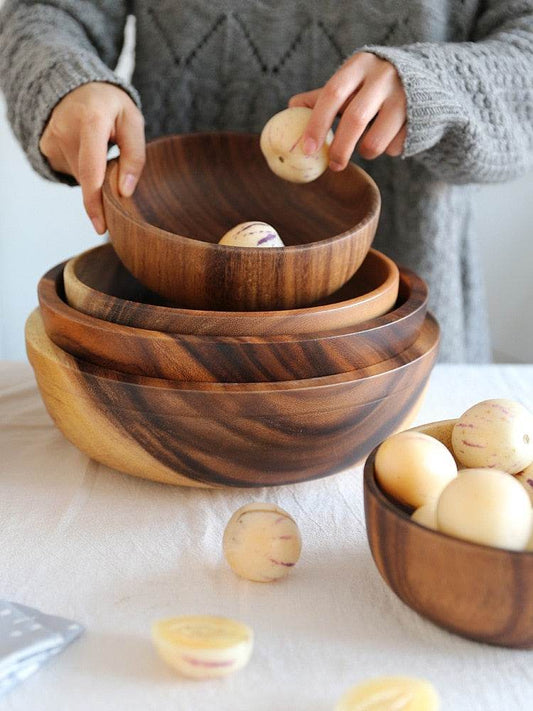 Acacia wooden bowl wooden tableware - Mubimart