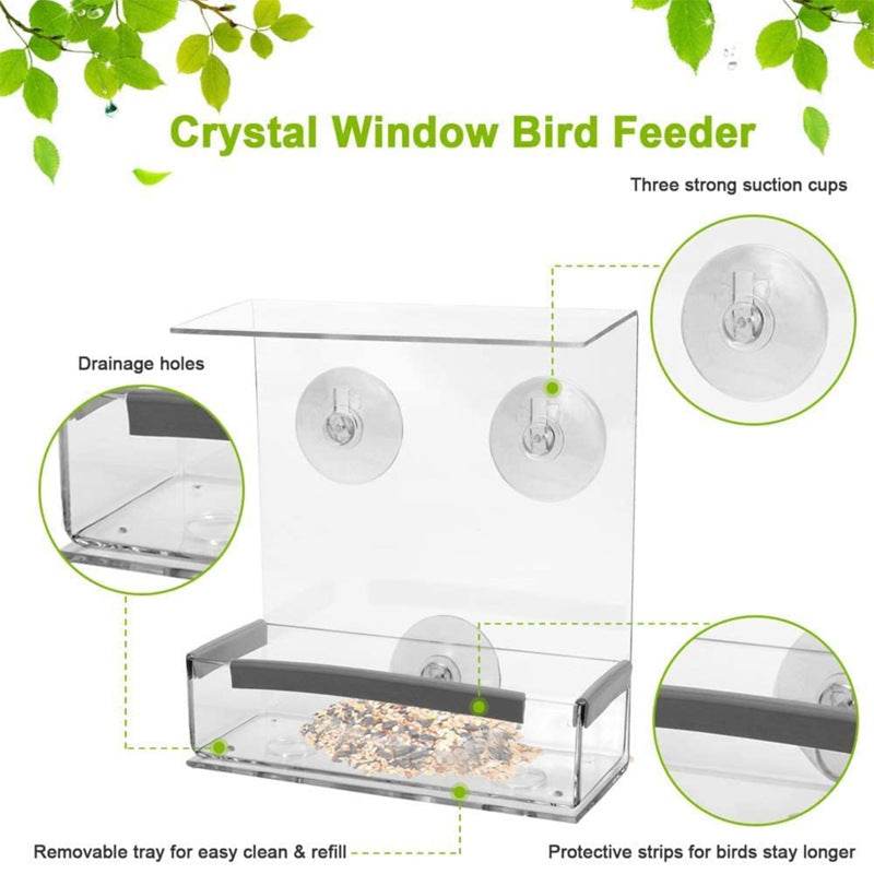 Acrylic Bird Feeder Pet Bird Cage Outdoor Hummingbird Feeder - Mubimart
