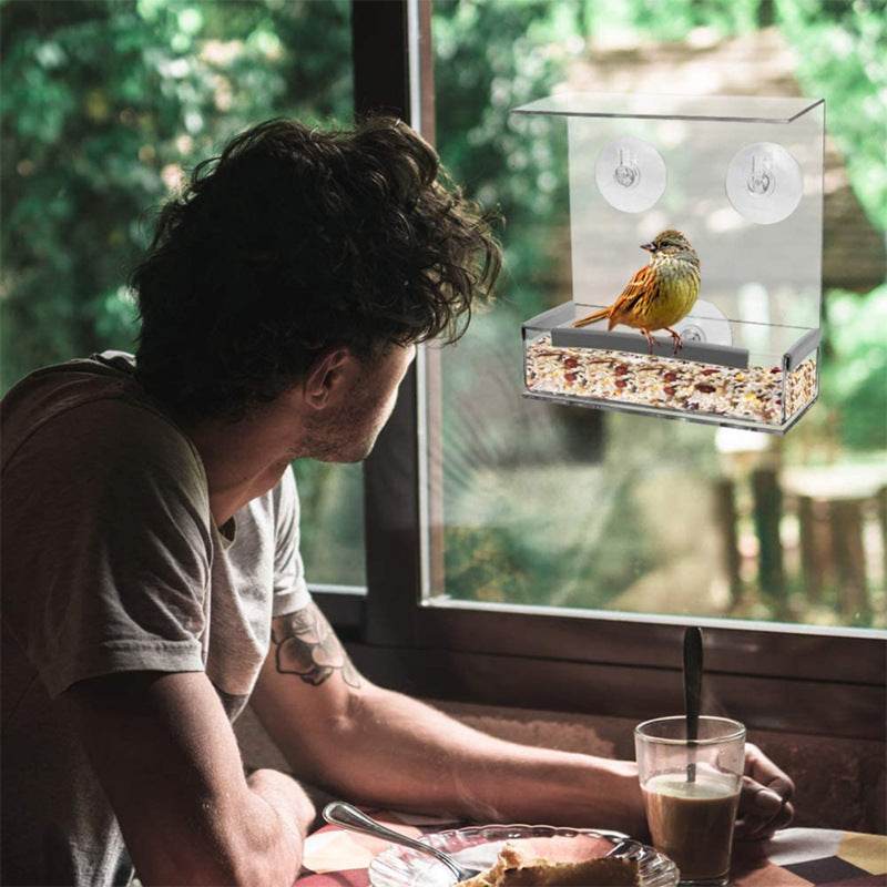 Acrylic Bird Feeder Pet Bird Cage Outdoor Hummingbird Feeder - Mubimart