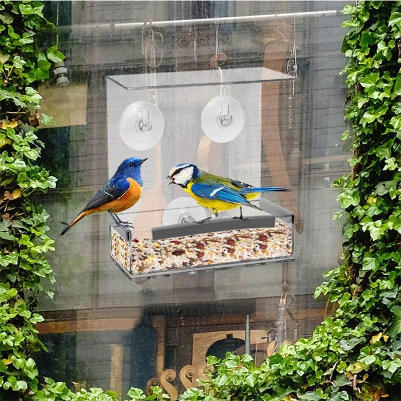 Acrylic Bird Feeder Pet Bird Cage Outdoor Hummingbird Feeder - Mubimart