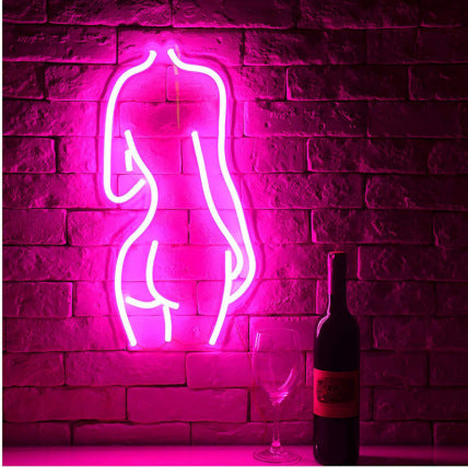 Acrylic Lady LED Neon Sign Lights Wall Hanging Bar Decor Artwork Night Light Neon Bulbs Lamp Bedroom Decoration Lighting - Mubimart
