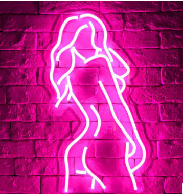 Acrylic Lady LED Neon Sign Lights Wall Hanging Bar Decor Artwork Night Light Neon Bulbs Lamp Bedroom Decoration Lighting - Mubimart -  