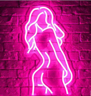 Acrylic Lady LED Neon Sign Lights Wall Hanging Bar Decor Artwork Night Light Neon Bulbs Lamp Bedroom Decoration Lighting - Mubimart