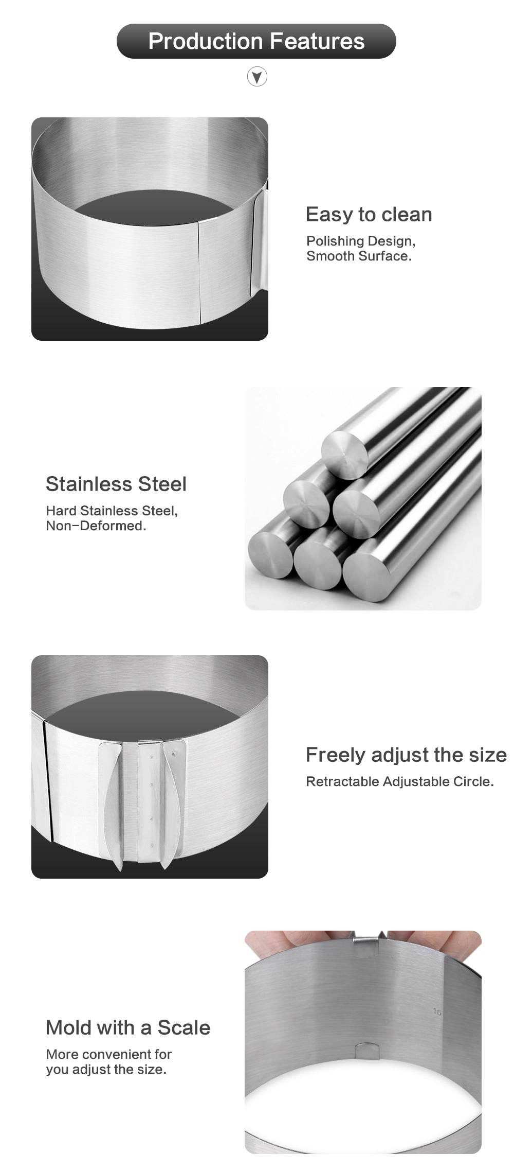 Adjustable stainless steel cake pan - Mubimart
