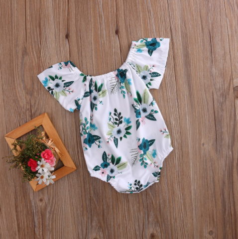 Adorable Newborn Baby Girl Flower Trumpet Sleeves Romper Jumpsuit Sunsuit Outfits 0-24M - Mubimart -  