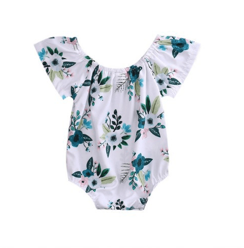 Adorable Newborn Baby Girl Flower Trumpet Sleeves Romper Jumpsuit Sunsuit Outfits 0-24M - Mubimart