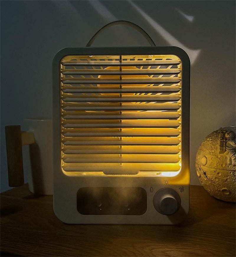 Air Cooler Fan Mini Fan With Lights Spray Humidifier Desktop Air Conditioner USB Rechargeable Cooling Atomizer Fans Purifier Portable Air Cooler - Mubimart