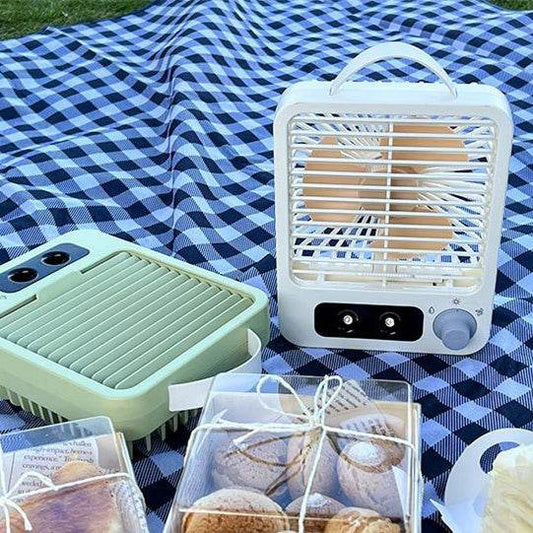Air Cooler Fan Mini Fan With Lights Spray Humidifier Desktop Air Conditioner USB Rechargeable Cooling Atomizer Fans Purifier Portable Air Cooler - Mubimart