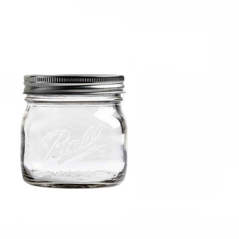 American Mason Jar Glass Transparent Sealed Milk Shake Salad Jar Oatmeal Breakfast Cup - Mubimart
