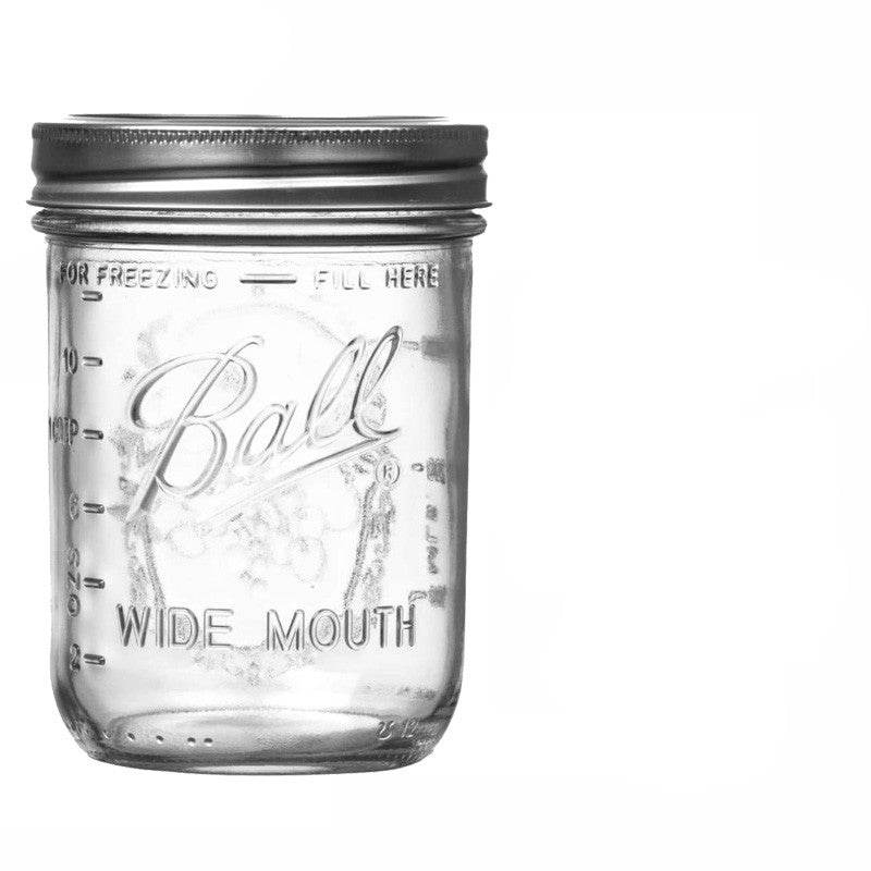 American Mason Jar Glass Transparent Sealed Milk Shake Salad Jar Oatmeal Breakfast Cup - Mubimart