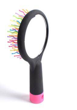 Anti - static Magic rainbow volume detangler wave massage comb brush straight hair styling tools with mirror - Mubimart