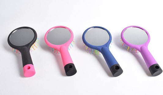 Anti - static Magic rainbow volume detangler wave massage comb brush straight hair styling tools with mirror - Mubimart