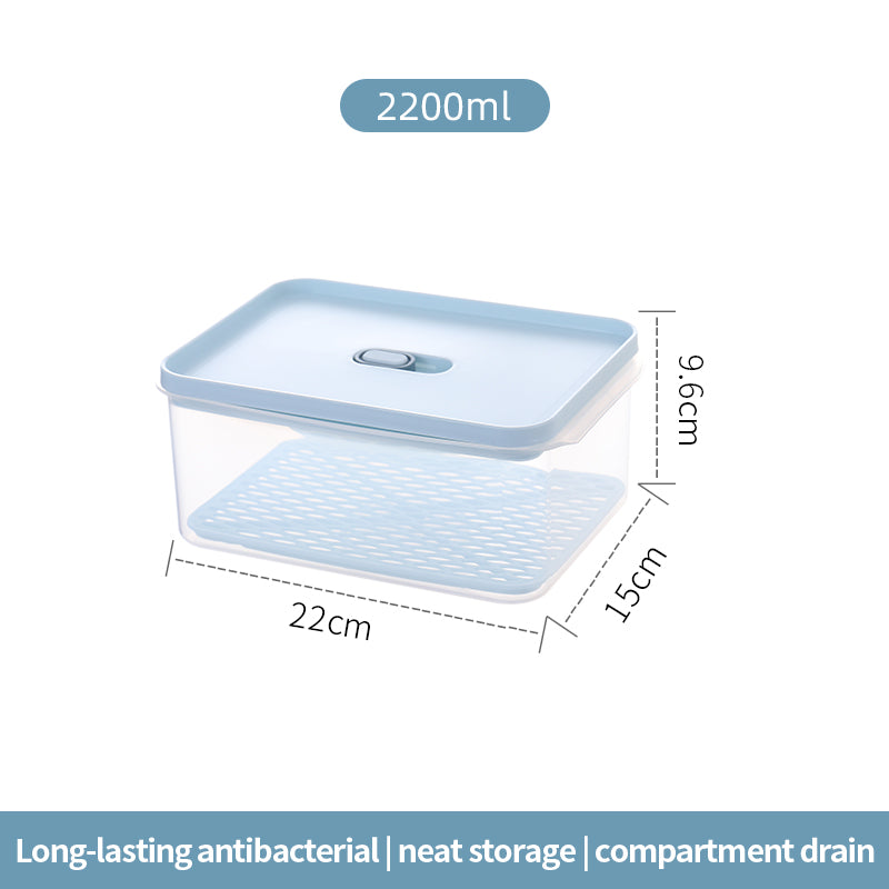 Antibacterial Refrigerator Storage Box, Food, Fruit And Food Storage Drain Basket - Mubimart -  