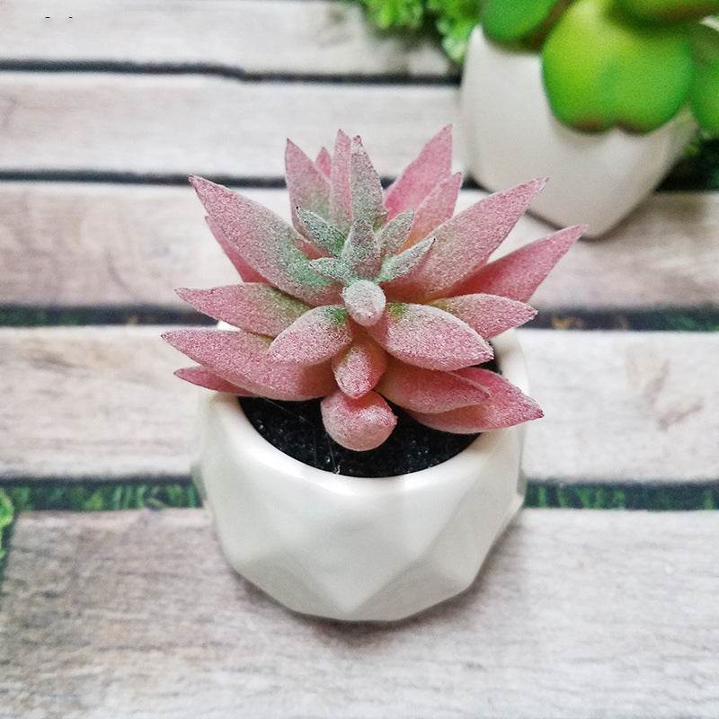 Artificial Succulent Bonsai Creative Ornaments for Home Table Garden Decoration Artificial Plants with Pot - Mubimart