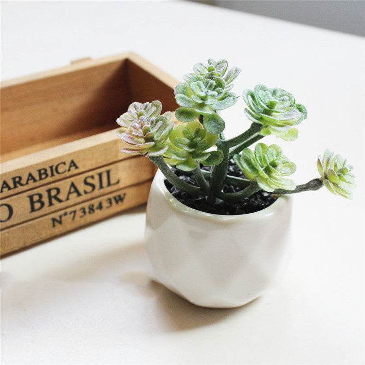 Artificial Succulent Bonsai Creative Ornaments for Home Table Garden Decoration Artificial Plants with Pot - Mubimart