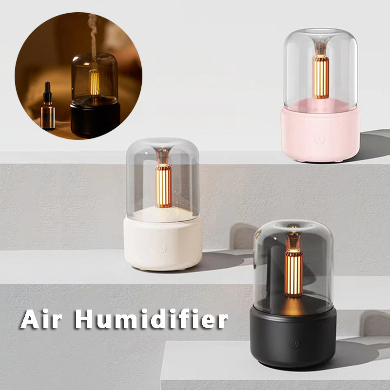 Atmosphere Light Humidifier Candlelight Aroma Diffuser Portable 120ml Electric USB Air Humidifier Cool Mist Maker Fogger 8-12 Hours With LED Night Light - Mubimart - Mist Humidifiers 