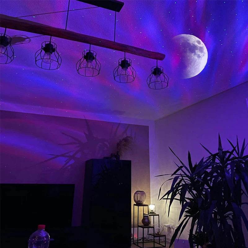 Aurora Borealis Starlight Projectors LED Galaxy Star Atmosphere Galaxy Night Light Home Bedroom Sky Moon Lamp Room Decor Gift - Mubimart