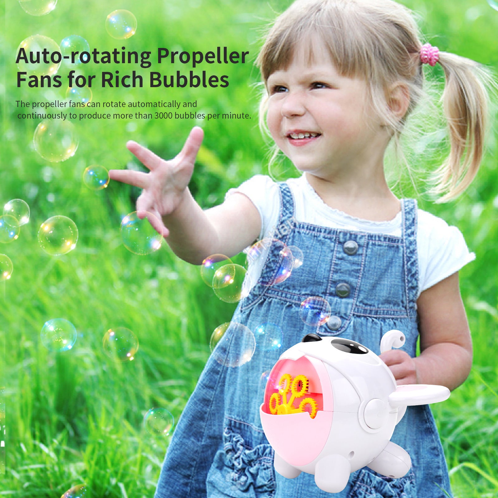 Automatic Cute Bubble Machine Soap Bubble Blower Outdoor Kids Electric Bubble Blowing Toy For Kids - Mubimart -  