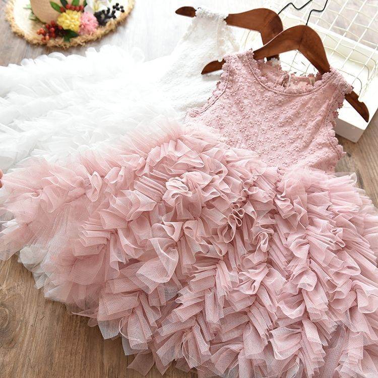Autumn And Winter Explosions Hollow Children's Skirt Lace Long-sleeved Girls White Princess Dress Irregular Dress - Mubimart