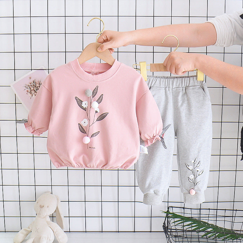 Autumn Baby Girl's Two Piece Long Sleeve Suit For Children Aged 1-2-3-4 - Mubimart - Baby Cloth 