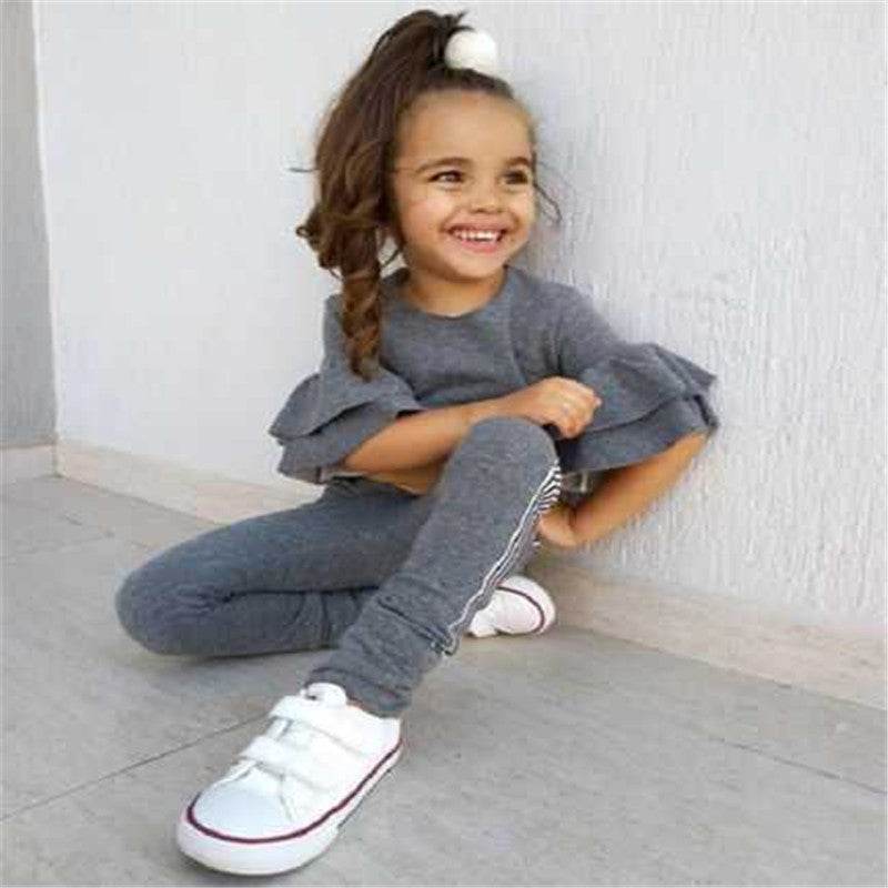 Autumn Kids Baby Girls t shirt Pants Outfits girl Clothes 2P - Mubimart