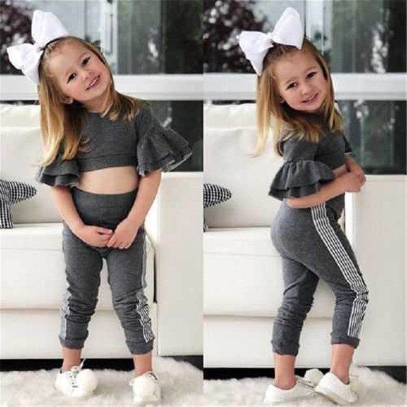 Autumn Kids Baby Girls t shirt Pants Outfits girl Clothes 2P - Mubimart